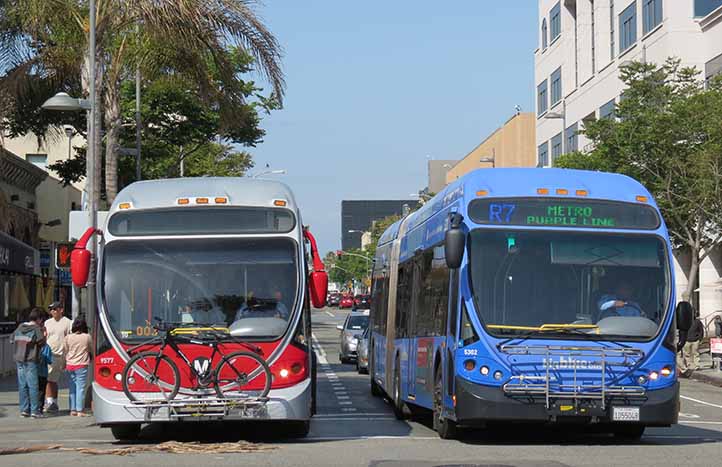 LA Metro Rapid 9577 & Santa Monica Big blue bus NABI 60-BRT 5307